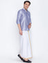 Vastramay Men's Blue Cotton Silk Blend Shirt and Mundu Set